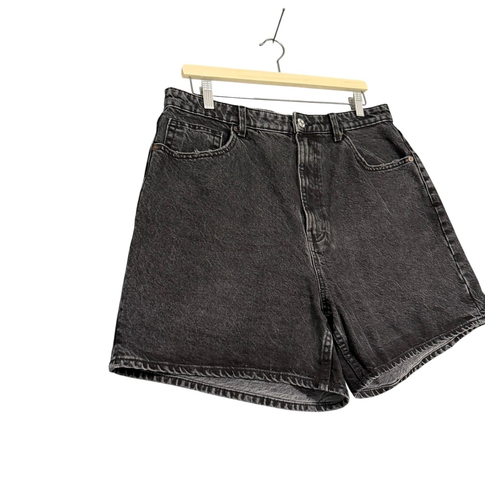 Zara | High Waisted Faded Black Denim Shorts Cotton Size US 14 - Picture 2 of 12
